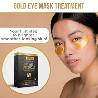 dermora 24k gold eye mask puffy eyes and dark circles treatments look less tired and refresh your skin, 15 pairs