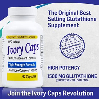 ivory caps glutathione complex 1500 mg – skin tone support supplement, 60 capsules