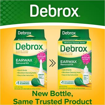 debrox earwax removal kit, includes drops and ear syringe bulb, 0.5 oz