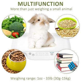 mommed digital pet scale, portable pet dog cat scale with hold and tare function, precision digital scale, new born puppy and kitten scale with tray for puppy/hamster/little bird/rabbit, 1oz 33lb