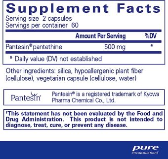 pure encapsulations pantethine hypoallergenic supplement supports healthy lipid metabolism and cardiovascular function 120 capsules