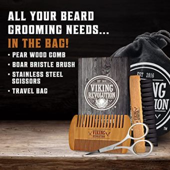 viking revolution beard comb & beard brush set for men