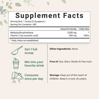 msm powder (methylsulfonylmethane) with vitamin c | 1kg