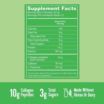 vital proteins matcha lattes, matcha green tea collagen latte powder, l theanine & caffeine & mcts supporting healthy hair, skin, nails original