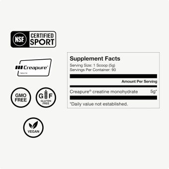 momentous creatine monohydrate – premium creapure® powder for strength & recovery – 5g, 90 servings
