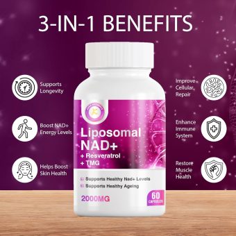 pure nad+ resveratrol tmg supplement 2000mg – 3 in 1 advanced formula for energy & immune support | 60 capsules by keka naturals