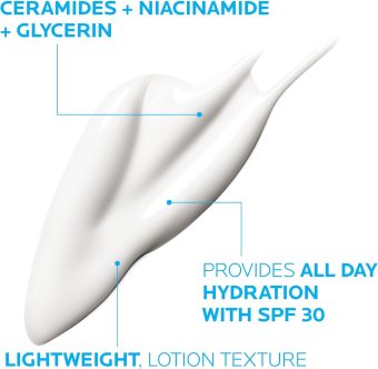 la roche posay toleriane double repair uv face moisturizer with spf, daily facial moisturizer with ceramide and niacinamide for all skin types, sunscreen spf 30, oil free, fragrance free, 1 piece