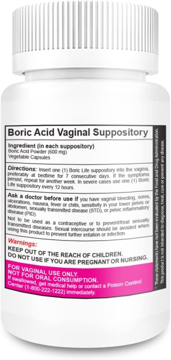 nutrablast boric acid vaginal suppositories 30 count, 600mg boric life intimate health support