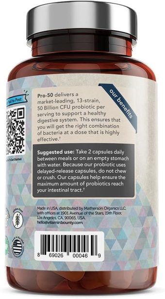 vitamin bounty pro 50 probiotic 13 probiotic strains, 50 billion organisms per serving