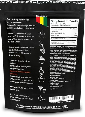 wakacon kava waka powder fijian noble premium quality kava root (16oz)