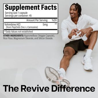 revive md yohimbine hcl – natural circulation support for men & women | 45 capsules