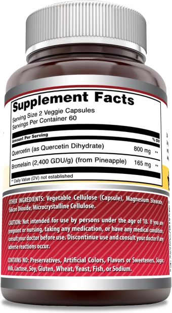 amazing formulas quercetin 800mg with bromelain 165mg – 120 veggie capsules
