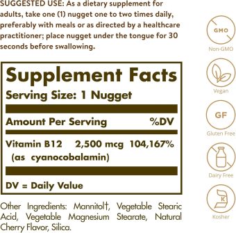 solgar megasorb vitamin b 12 2500 mcg nuggets, 60 count