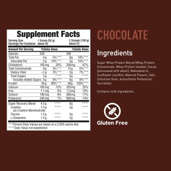 body fortress whey protein powder, 60g protein and 12g bcaa's (per 2 scoops)