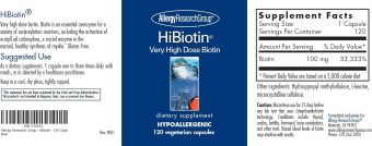 allergy research group hibiotin 120 veg caps high dose biotin 100mg