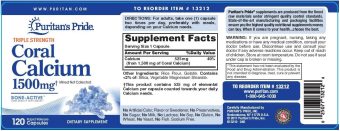 puritan's pride triple strength coral calcium 1500 mg 120 capsules