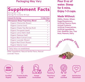 pink stork menopause sleep tea: organic sleep aid & hot flash relief