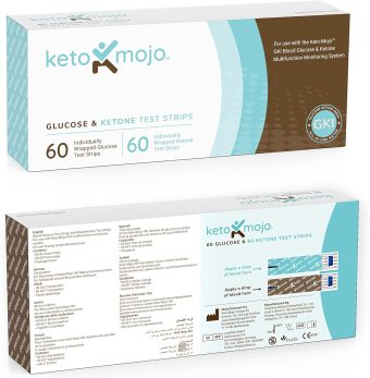keto mojo glucose & ketone test strips combo pack – 60 glucose + 60 ketone strips (120 count) for gk+ meter