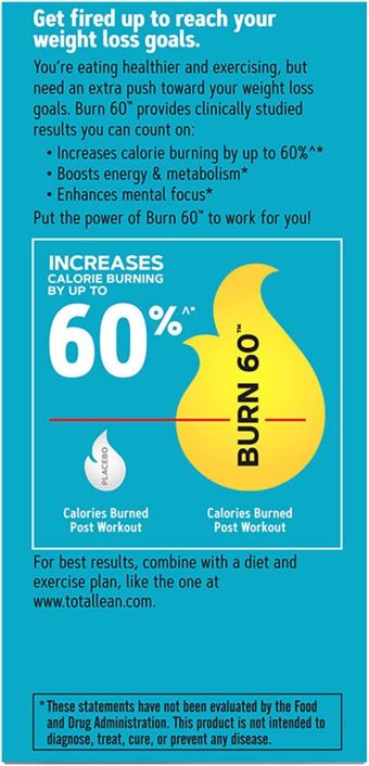 gnc total lean burn 60 – thermogenic weight loss support, 60 tablets | boosts metabolism & energy
