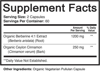 nutriflair premium berberine hcl with organic ceylon cinnamon – 1200mg, 120 capsules