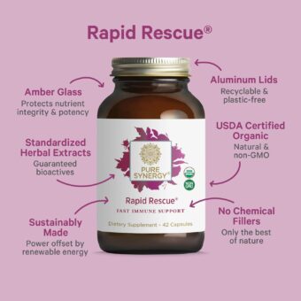PURE SYNERGY Rapid Rescue – Organic Immune Support Capsules (42 Count)