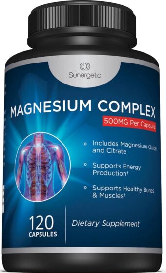 premium magnesium citrate & oxide capsules 500mg – high strength magnesium supplement – 120 vegan capsules