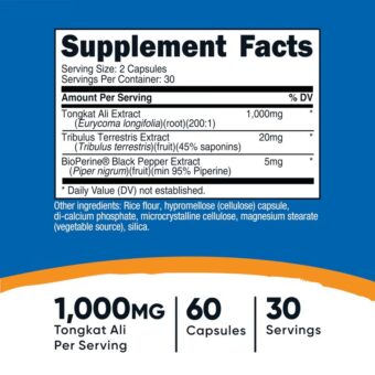 nutricost tongkat ali 1,000mg 60 capsules