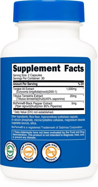 nutricost tongkat ali 1,000mg 60 capsules