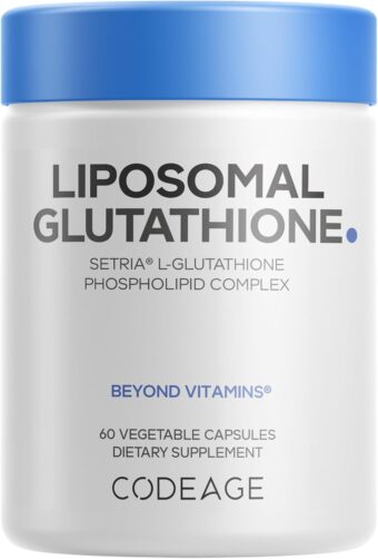 codeage liposomal glutathione supplement – setria l glutathione 500 mg with phospholipid complex – vegan, non gmo – 60 capsules