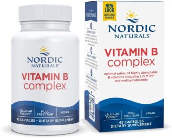 nordic naturals vitamin b complex 45 capsules thiamine, riboflavin, niacin, b6 & b12, folate, biotin