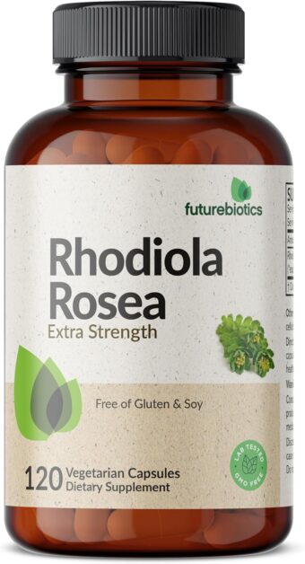 futurebiotics rhodiola rosea powder adaptogenic herb vegetarian capsules, 120 count