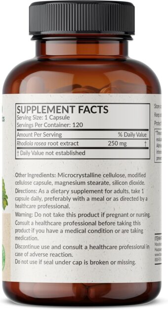 futurebiotics rhodiola rosea powder adaptogenic herb vegetarian capsules, 120 count