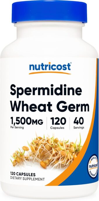 nutricost idine wheat germ extract supplement, 1500mg wheat germ extract, 120 capsules