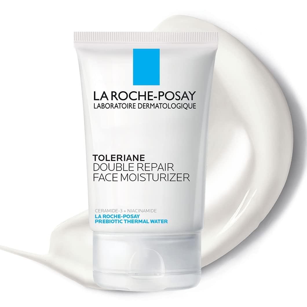 la roche posay toleriane double repair face moisturizer, daily moisturizer face cream with ceramide & niacinamide for all skin types, immediate comfort & long lasting hydration, fragrance free