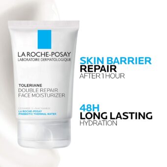 la roche posay toleriane double repair face moisturizer, daily moisturizer face cream with ceramide & niacinamide for all skin types, immediate comfort & long lasting hydration, fragrance free