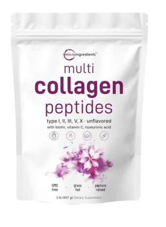 multi collagen peptides powder, 1 pound (16 ounce) 10,000mcg, hyaluronic acid, vitamin c unflavored keto & paleo friendly, easy dissolve, non gmo (copy)
