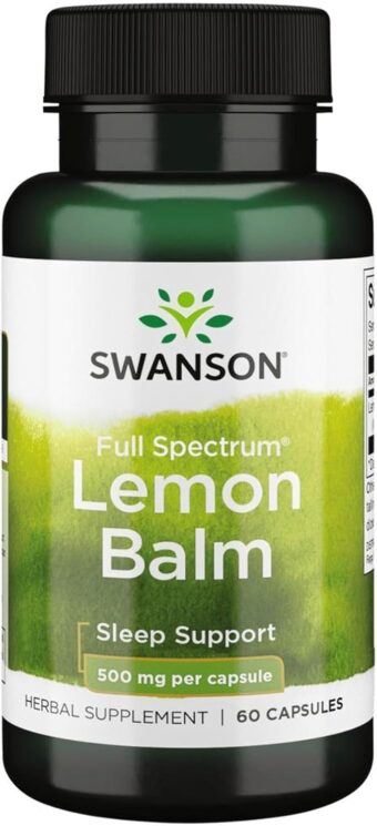 swanson full spectrum lemon balm relaxation sleep support 500 milligrams 60 capsules