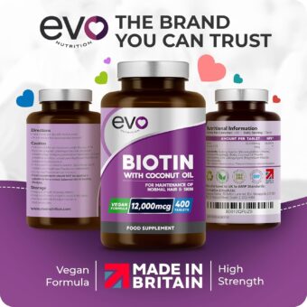 biotin hair growth supplement 12,000mcg with coconut oil
